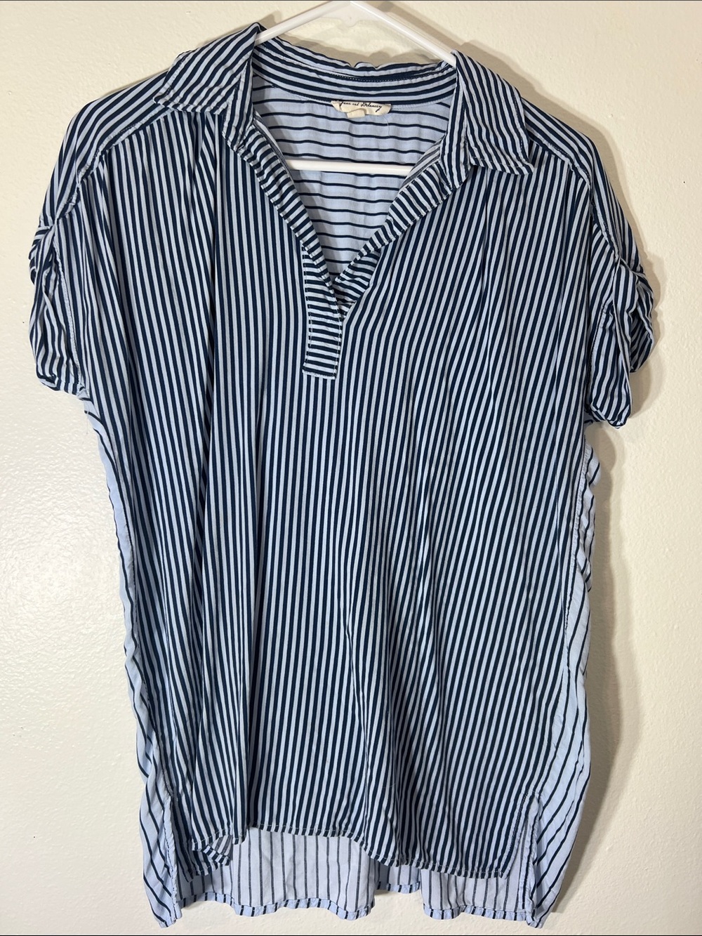 Jane and Delancey Navy and White Striped Collared Tunic